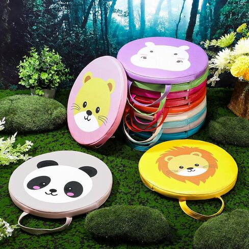 Suzile 12 Pcs Cartoon Kids Floor Cushions for Classroom, Round Flexible Seating with Handle, Soft Waterproof Floor Pillow with Cute Animals Patterns for Home Daycare Preschool Kindergarten, 12 Styles in Saudi Arabia