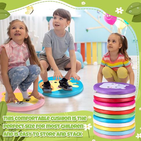 Suzile 12 Pcs Cartoon Kids Floor Cushions for Classroom, Round Flexible Seating with Handle, Soft Waterproof Floor Pillow with Cute Animals Patterns for Home Daycare Preschool Kindergarten, 12 Styles in Saudi Arabia