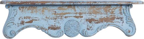 رف حائط Deco 79 Wood Scroll 1، مقاس 32 بوصة × 4 بوصة × 8 بوصة، أزرق in Saudi Arabia