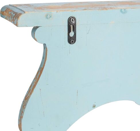 رف حائط Deco 79 Wood Scroll 1، مقاس 32 بوصة × 4 بوصة × 8 بوصة، أزرق in Saudi Arabia