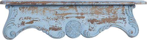 رف حائط Deco 79 Wood Scroll 1، مقاس 32 بوصة × 4 بوصة × 8 بوصة، أزرق in Saudi Arabia