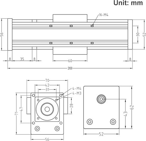 200mm Length Travel Fully Enclosed Linear Stage Actuator with Square Linear Rails Ballscrew SFU1605 with NEMA23 Stepper Motor for CNC Router Parts X Y Z Axis in Kuwait