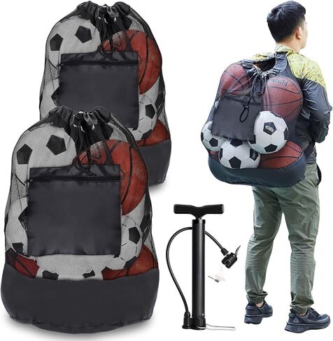حقيبة كرة رياضية كبيرة جدًا، كرة القدم الطائرة وكرة السلة وحقيبة شبكية كبيرة مع أشرطة كتف مزدوجة قابلة للتعديل، كرة تخزين معدات التدريب برباط L in Kuwait