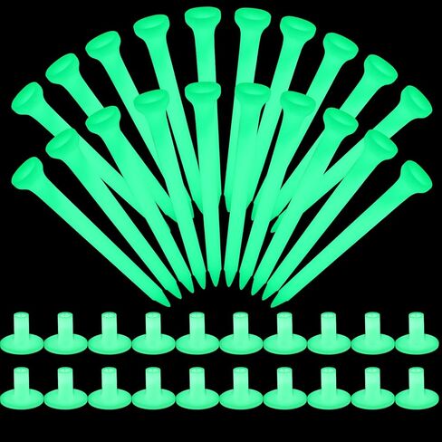 40 Pcs Glow in The Dark Golf Rubber Tee Holder for Golf Mats and Fluorescent Green Light up Golf Practice Tee Set for Driving Range Women Men Indoor Outdoor Night Golf Gifts in Saudi Arabia