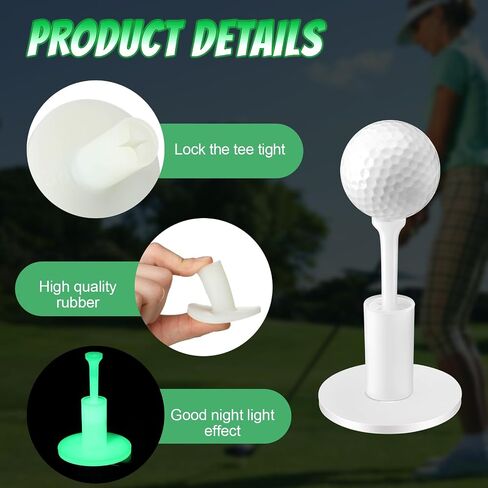 40 Pcs Glow in The Dark Golf Rubber Tee Holder for Golf Mats and Fluorescent Green Light up Golf Practice Tee Set for Driving Range Women Men Indoor Outdoor Night Golf Gifts in Saudi Arabia