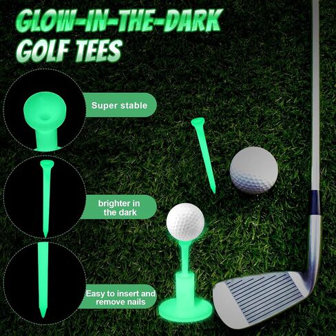 40 Pcs Glow in The Dark Golf Rubber Tee Holder for Golf Mats and Fluorescent Green Light up Golf Practice Tee Set for Driving Range Women Men Indoor Outdoor Night Golf Gifts in Saudi Arabia