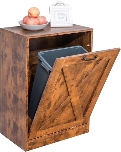 13 Gallon Wooden Tilt Out Trash Cabinet Hidden Trash Can Kitchen Recycling Cabinet Laundry Cabinet for Kitchen, Living Room (White) in Saudi Arabia
