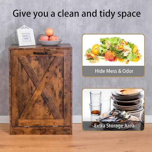 13 Gallon Wooden Tilt Out Trash Cabinet Hidden Trash Can Kitchen Recycling Cabinet Laundry Cabinet for Kitchen, Living Room (White) in Saudi Arabia