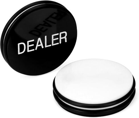 QWORK Casino Grade Dealer Button - Heavy-Duty Double-Sided Acrylic Poker Dealer Puck Button, 3" with Large Engraved Letters, for Poker, Texas Hold 'em & Card Games, 2-Pack in Saudi Arabia