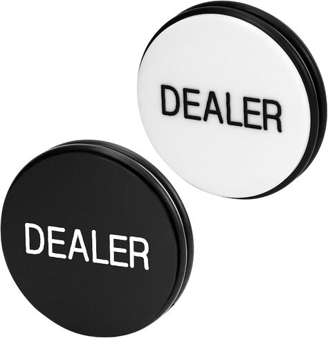 QWORK Casino Grade Dealer Button - Heavy-Duty Double-Sided Acrylic Poker Dealer Puck Button, 3" with Large Engraved Letters, for Poker, Texas Hold 'em & Card Games, 2-Pack in Saudi Arabia