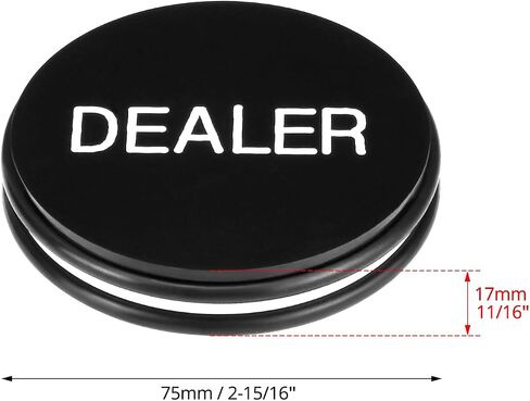 QWORK Casino Grade Dealer Button - Heavy-Duty Double-Sided Acrylic Poker Dealer Puck Button, 3" with Large Engraved Letters, for Poker, Texas Hold 'em & Card Games, 2-Pack in Saudi Arabia