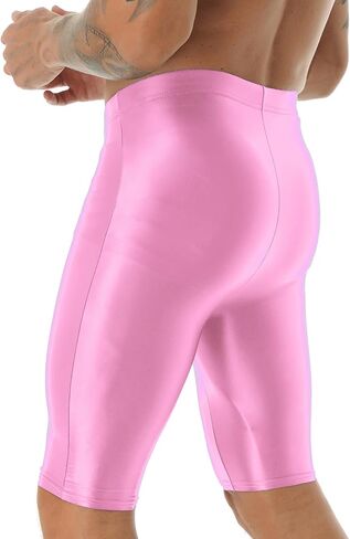 CHICTRY Mens Glossy High Waist Shorts Elastic Waistband Short Leggings Swimwear Workout Sports Bottoms in Saudi Arabia