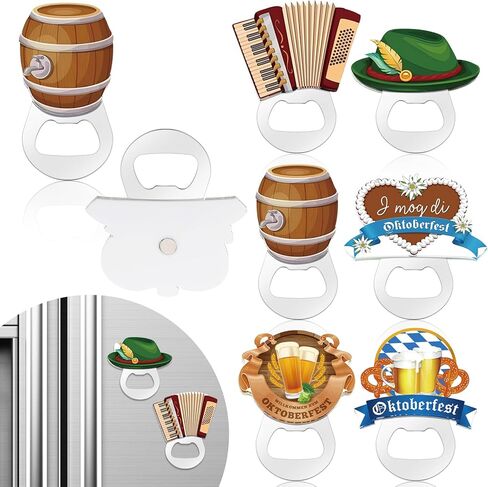 6 قطع من فتاحة زجاجات مغناطيسية من Oktoberfest للضيوف من الفولاذ المقاوم للصدأ Oktoberfest فتاحة زجاجات مغناطيسية للثلاجة ألمانيا هدية تذكارية سياحية للرجال هدايا حفلات Oktoberfest in Kuwait