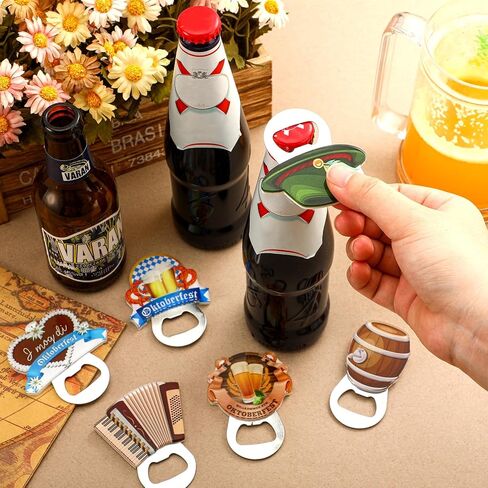6 قطع من فتاحة زجاجات مغناطيسية من Oktoberfest للضيوف من الفولاذ المقاوم للصدأ Oktoberfest فتاحة زجاجات مغناطيسية للثلاجة ألمانيا هدية تذكارية سياحية للرجال هدايا حفلات Oktoberfest in Kuwait