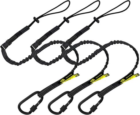 BearTOOLS Interchangeable Quick Switch Tool Safety Lanyard – 3 in 1 - Safety Fall Protection – Aluminium Screw Lock – Twin Locking Attachments - Ultra-Sturdy (Black 3PK) in Kuwait