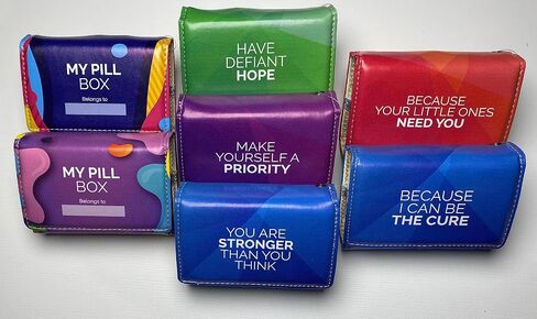 Weekly Pill Box Organizer, 8 Compartments, Portable Travel Pill Case, Folding Cover to Hold Medication, Supplements - Purple in Kuwait