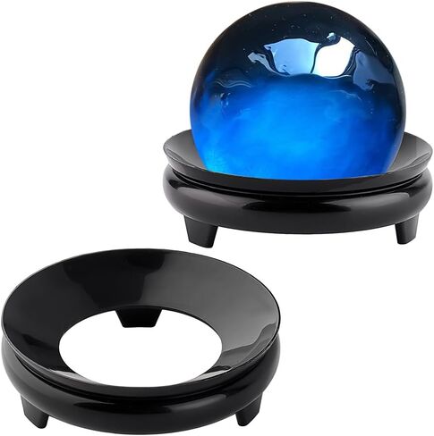 AHANDMAKER 2Pcs Crystal Ball Display Base, Black Resin Egg Tray Base Pedestal Stand Sphere Holder Glass Ball Display Pedestals Globe Stone Decoration Stand Holder for Collectibles Display Home Decor in Saudi Arabia