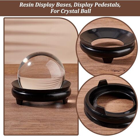 AHANDMAKER 2Pcs Crystal Ball Display Base, Black Resin Egg Tray Base Pedestal Stand Sphere Holder Glass Ball Display Pedestals Globe Stone Decoration Stand Holder for Collectibles Display Home Decor in Saudi Arabia