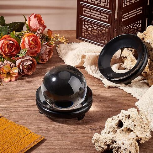 AHANDMAKER 2Pcs Crystal Ball Display Base, Black Resin Egg Tray Base Pedestal Stand Sphere Holder Glass Ball Display Pedestals Globe Stone Decoration Stand Holder for Collectibles Display Home Decor in Saudi Arabia