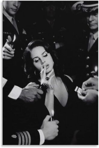 ملصق LUOWEI Lana Del Rey ملصق أبيض وأسود للغرفة ملصق فني قماشي جمالي وصورة فنية جدارية مطبوعة على ملصقات ديكور غرفة النوم العائلية الحديثة (نمط غير الإطار-2، 12 × 18 بوصة (30 × 45 سم)) in Saudi Arabia