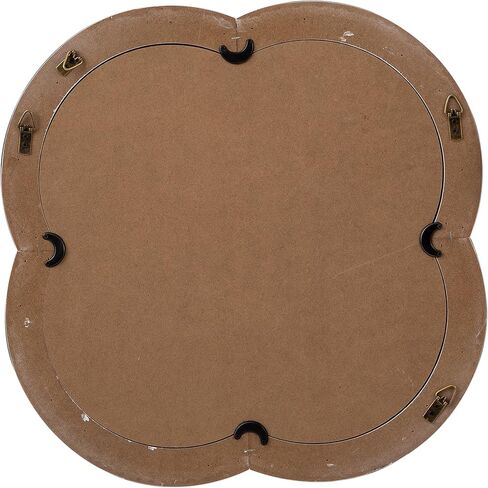 Rustic Quatrefoil White Mirror for Entryway Table 20 Inch, Distressed Finish Wooden Vintage Mirrors for Living Room, Farmhouse Clover Shape Floral Scalloped Mirror for Bathroom in Saudi Arabia