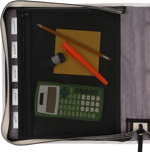 مجلد بسحاب من خمس نجوم، مجلد 2 بوصة بثلاث حلقات للمدرسة، لوحة توسيع، سعة 580 ورقة، أحمر/أسود (29052CE8) in Kuwait