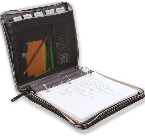 مجلد بسحاب من خمس نجوم، مجلد 2 بوصة بثلاث حلقات للمدرسة، لوحة توسيع، سعة 580 ورقة، أحمر/أسود (29052CE8) in Kuwait