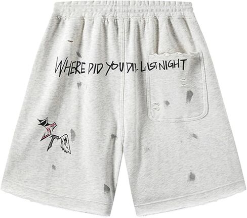 Oversized Hip Hop Graphic Printting Cotton Pants Shorts with Pockets,Summer Casual Sports Shorts in Saudi Arabia