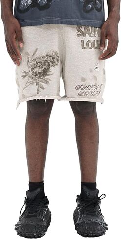 Oversized Hip Hop Graphic Printting Cotton Pants Shorts with Pockets,Summer Casual Sports Shorts in Saudi Arabia