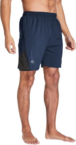 Men's 7'' Athletic Workout Running Gym Shorts Quick Dry Lightweight with Zip Pocket (XX-Large, Navy Blue) in Saudi Arabia