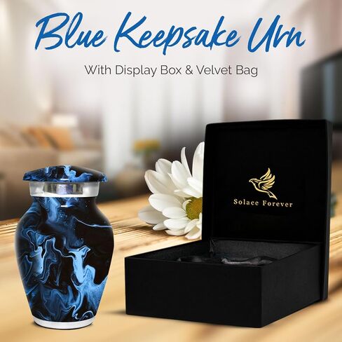 الجرار الصغيرة لتذكار الرماد البشري - جرة صغيرة للرماد للنساء - الجرار الرخامية للرجال - تكريم أحبائك مع جرة حرق الجثث الصغيرة - جرة جنازة للذكور والإناث والرضع (أسود، صغير) in Kuwait