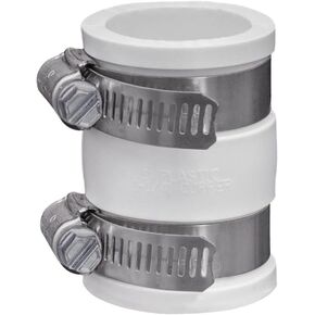 Fernco 1056-100 1-in. Flexible PVC Pipe Coupling for Plastic and Copper Plumbing Connections in White