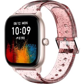 متوافق مع Amazfit GTS 4 mini Band، سوار من السيليكون الشفاف اللامع متوافق مع GTS 3/GTS 2/GTS/GTS 2 Mini/GTS 2e/ Bip Lite/Bip U Pro/Bip u