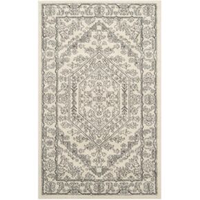 SAFAVIEH Adirondack Collection X-Large Area Rug - 12' x 18', Ivory & Silver, Oriental Medallion Design, Non-Shedding & Easy Care, Ideal for High Traffic Areas in Living Room, Bedroom (ADR108B)