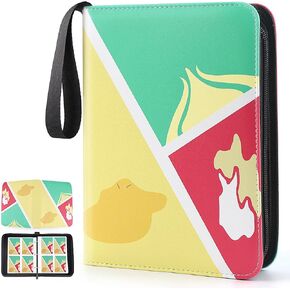 Card Binder 4 Pocket, Trading Card Holder Fits 400 Cards With 50 Removable Sleeves, Portable Collection Card Ablum, Game Card Case book With Zipper for Gift - Pink