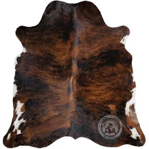 Sunshine Cowhides 100% Genuine Brindle Cowhide Rug - Modern Style Animal Skin Rug & Floor Carpet for Living Room, Bedroom, Kitchen & More - Extra Large (6x7-8 Ft.)
