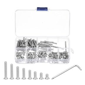 uxcell M3 Torx Security Screws Kit, (M3x5/8/10/12/16/20/25/30mm)150pcs 304 Stainless Steel Countersunk Head Tamper Proof Screw, W 1pcs T10 Wrench Bolts
