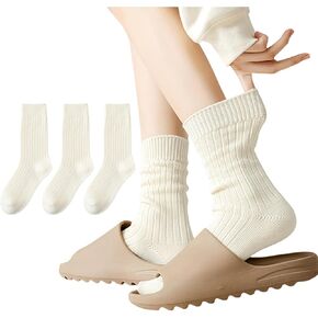 Gellwhu Crew Socks for Women Cute Fall Thick Knit Cotton Boot Socks Long Slouch Socks Gifts Clean Girl Aesthetic
