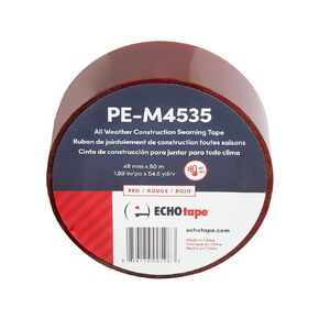 ECHOtape PE-M4535 | All Weather Construction Seam Tape | Indoor-Outdoor Construction Tape | UV Resistant | House Wrap Seaming Tape | Vapor Barrier Tape | White | 2.83 in x 54.6 yds
