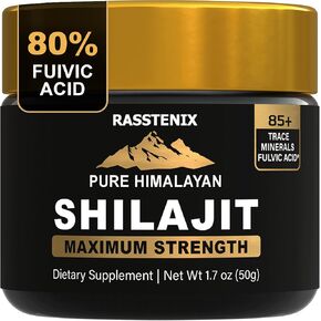 Pure Himalayan Organic Shilajit Resin 500mg - Maximum Strenght with 85+ Trace Minerals & Fulvic Acid for Energy, Оveral Wellness, Immune Support - 50g (1 Pack) - 100 Servings