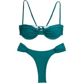 SOLY HUX Women's Bathing Suit Underwire Ruched Bikini Sets Two Piece Swimsuit