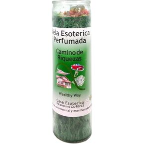 WEATHLY Way-Palm Wax Spiritual Intention Spell Candle-[Green] | Vela CASA ESOTERICA PERFUMADA- (Camino DE RIQUEZAS)