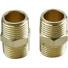 1/2 Male Brass Fitting 1/2" NPT Male x 1/2" NPT Male Coupling Hex Head Fittings Suitable for Water, Air, Natural Gas, Oil and Fuels (1/2" x 1/2" NPT Male thread, 2Pcs)