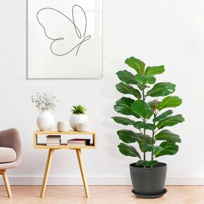 IDEALHOUSE 39 Inch Artificial Fiddle Leaf Fig Tree Ficus Lyrata Fake Tropical Plant for Living Room,Office,Kitchen,or Farmhouse