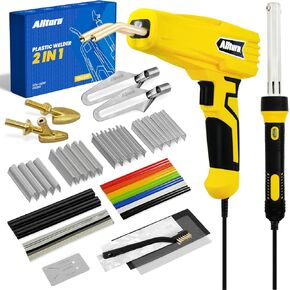 Allturn Plastic Welder,2 in 1 Plastic Welding Kit,Plastic Repair Welder Kit,1000pcs Plastic Welding Staples,Plastic Welding Rods Kit,Repair for Most Thermoset Plastics,Yellow