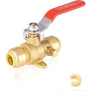 1/2 Inch 3-Way Ball Valve,Push-fit Plumbing Fittings to Connect PEX, Copper, CPVC, PE-RT, With Disconnect Clip(Pack of 1)