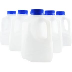 Cornucopia 32oz Plastic Jugs (6-Pack); 1-Quart / 32-Ounce Bottles with Caps for Juice, Water, Sports and Protein Drinks and Milk, BPA-Free