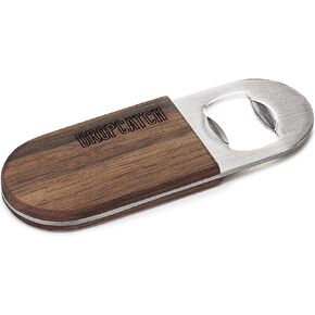 Handheld Bar Blade Bottle Opener | Flat Beer Cap Bottle Opener | Durable Bartender or Home Tool | Heavy Duty Stainless Steel & Walnut Finish | Mini 4.25" x 1.5"