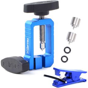 أداة إدخال محرك إبرة مطورة، أداة إدخال تركيب خرطوم هيدروليكي للدراجة، هيكل من سبائك الألومنيوم مع قاطع خرطوم هيدروليكي، قطعتان من الكشتبانات وحلقتان على شكل حرف O (أزرق) in Kuwait