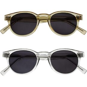 OPULIZE Rox 2 Pack Super Stylish Transparent Gold Clear Womens Mens Sun Readers Reading Glasses UV400 Round SS89-9C